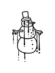 schmelzender graffiti schneemann tropfen fröhlicher zylinder hut winter weihnachten kalt schnee basteln bauen schneeball spaß spielen comic cartoon lustig clipart