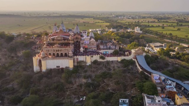 Barsana, India, aerial hyperlapse during holi, 4k drone