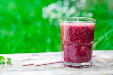 glass of strawberry smoothie