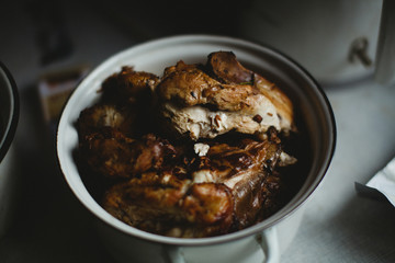 meat in pan