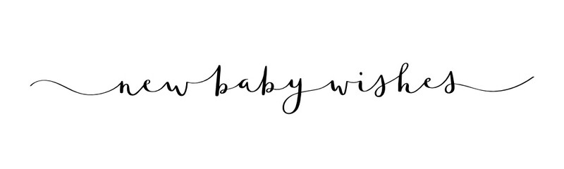 Fototapeta na wymiar NEW BABY WISHES black vector brush calligraphy banner