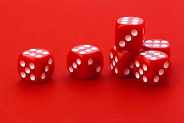 Gaming dice on color background