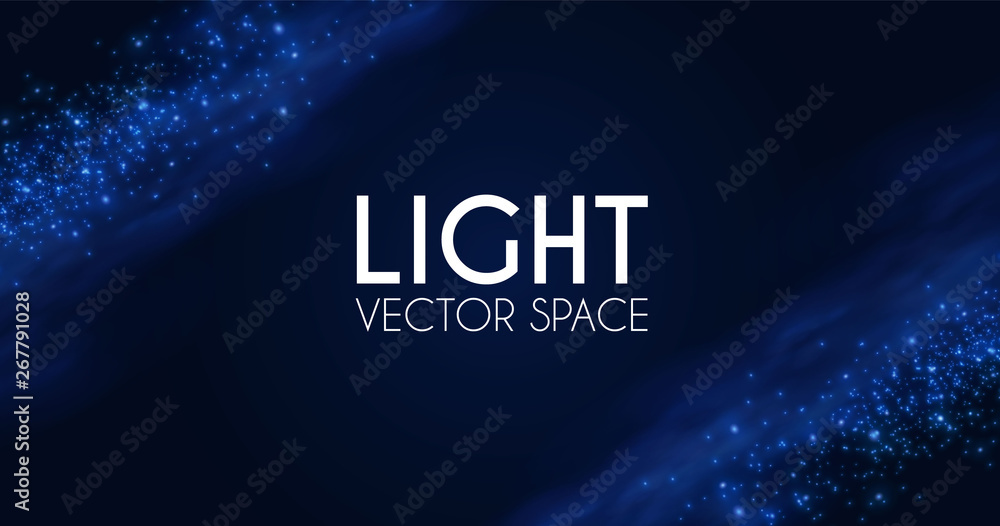 Wall mural abstract magic background with fog and light particles. depth space. night and stars.
