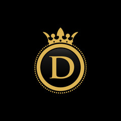 D initial royal crown luxury logo design