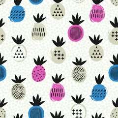 Poster Pineapple seamless pattern. Kid design. Vector illustration. © texturis