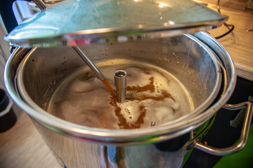 brewing beer in the home automatic brewery in the kitchen
