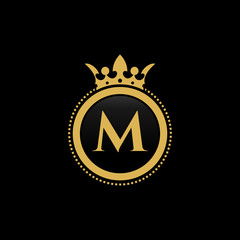 M initial royal crown luxury logo design