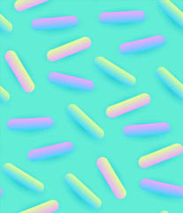 Seamless Pattern with Mint Glaze and Trendy Gradient Decorative Sprinkles. Candy, Donut and Ice Cream Design. Sweet Sweets.