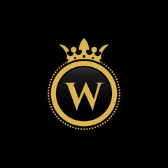 W initial royal crown luxury logo design