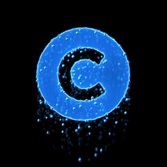 Wet symbol copyright is blue. Water dripping