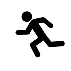 Fototapeta na wymiar Simple black and white man running on white background