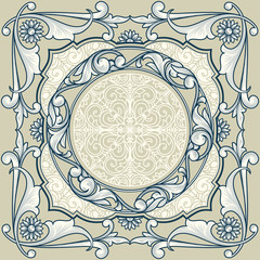 Vintage decorative ornate monochrome design