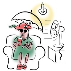 Elderly woman and hot weather