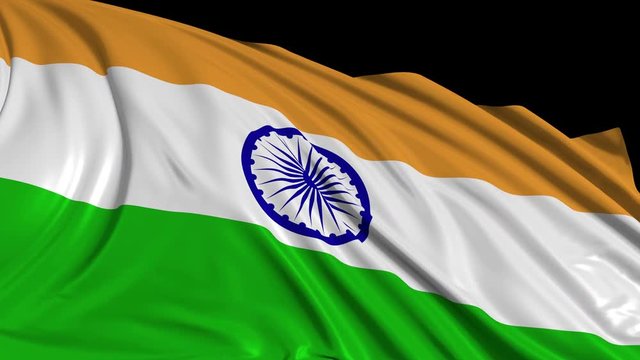Indian flag in slow motion. The flag develops smoothly in the wind. Wind waves spread over the flag. This version of the flag in smooth motion is suitable for almost any video