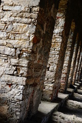 Gra cieni na starych kolumnach zamku © Anna