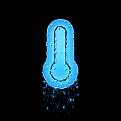 Wet symbol thermometer full is blue. Water dripping