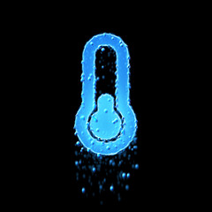 Wet symbol thermometer quarter is blue. Water dripping