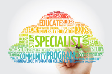 SPECIALIST word cloud with marker, education business concept