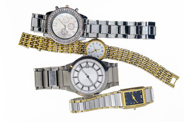 men's and women's watches on white background - 267795687