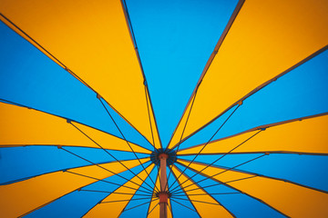 Multicolored vintage beach umbrellas