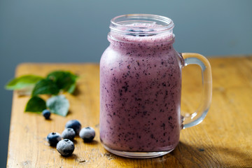 Blueberry smoothie in the jar