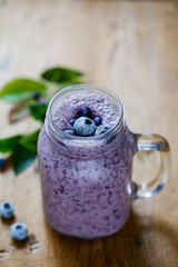Blueberry smoothie in the jar