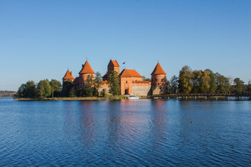 Naklejka na ściany i meble Trakai Castle on the island in the middle of the lake. Lithuania