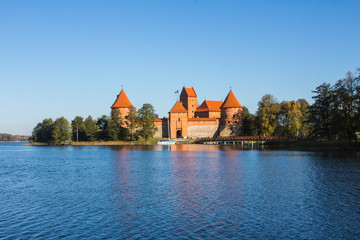 Fototapeta premium Trakai Castle on the island in the middle of the lake. Lithuania
