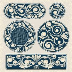 Vintage decorative floral design elements