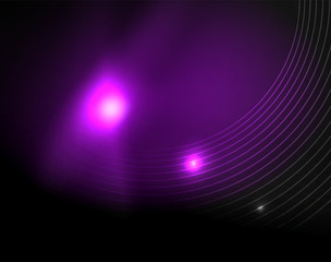 Dark space with neon color glowing lights abstract background