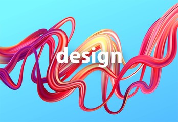Fluid poster design. Abstract 3d shape template. Vector illustration