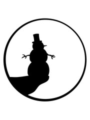 kreis schneemann mond nacht sonne klippe rund silhouette zylinder hut winter weihnachten kalt schnee basteln bauen schneeball spaß spielen comic cartoon lustig clipart
