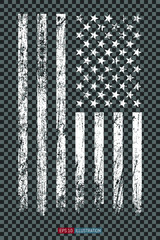 Grunge American flag on transparent background. Template for your design works. Vector illustration.