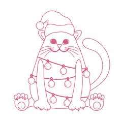 New Year, Merry Christmas. Cat in a Christmas hat