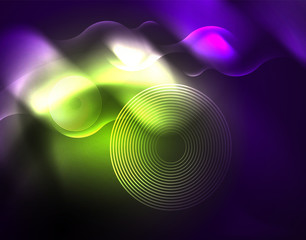 Shiny metallic neon waves vector design