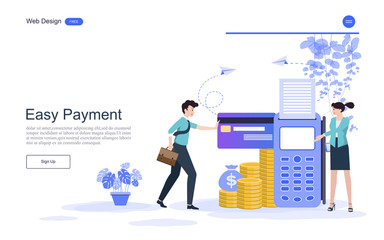 Flat design. Concept online payment  for web page.Confirm payment using a smartphone, Mobile payment, Online banking,payment terminals.Vector illustration.