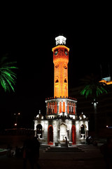 The Clock Tower in the central square of Konak in Izmir at night, Turkey.