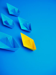 Concept business ship boat blue background