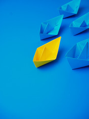 Concept business ship boat blue background