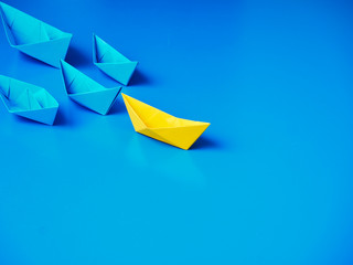 Concept business ship boat blue background