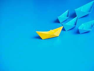 Concept business ship boat blue background