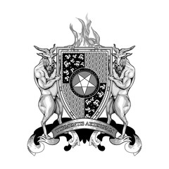 Coat Arms Crest Heraldry Hell Devil Demon Satan Lucifer Antichrist  - 267802667