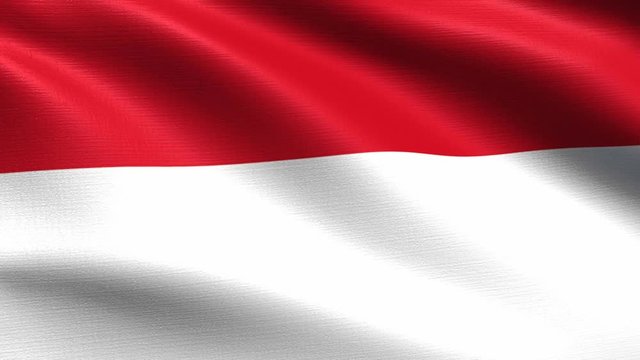 Realistic flag of Indonesia, Seamless looping with highly detailed fabric texture, 4k resolution