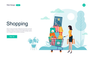 Business concepts of online shopping, online trading, promotion, advertising, for web pages, websites, templates and background vector illustration.
