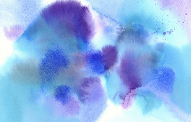 Fototapeta na wymiar blue and violet colour spots abstract watercolour background