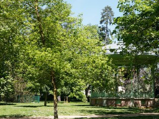 Fototapeta na wymiar Les parcs de Vichy. Espaces verts du Parc Kennedy, des Bourins et célestins au bord de l'Allier 
