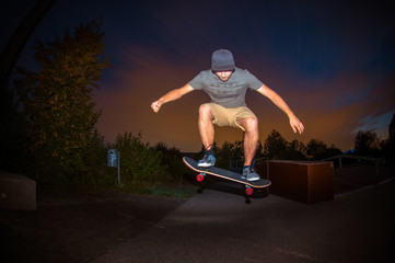 Skateboarding at sunset