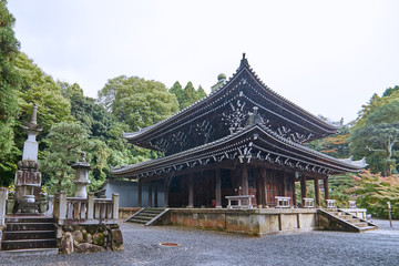 Fototapeta na wymiar Kyoto, Japan - November 9, 2016: Beautiful historic hall of Chionin temple which is the head temple of the Jodo sect of Japanese Buddhism in Kyoto, Japan