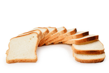 Bread slices isolated on white background.
