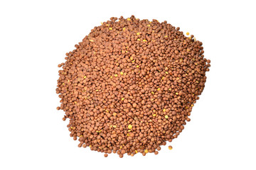 Lentils isolated on a white background.